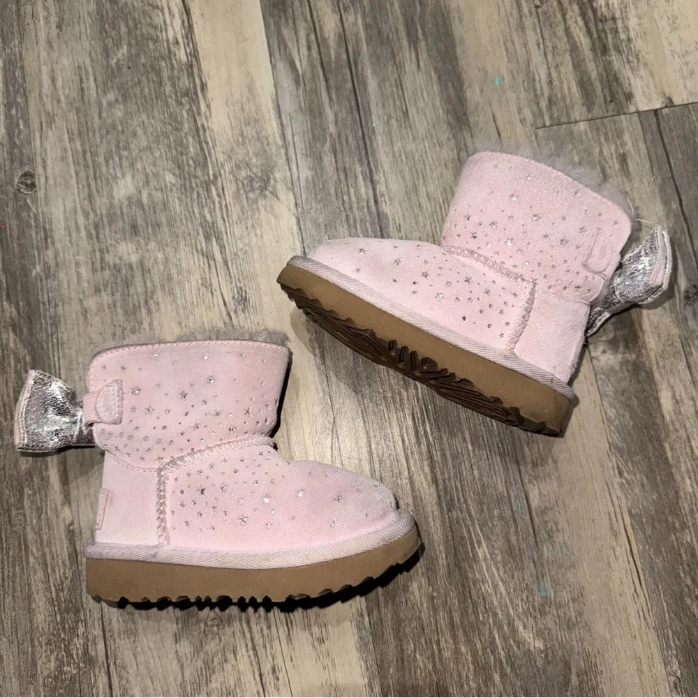 UGG Pink Boots with Silver Bow